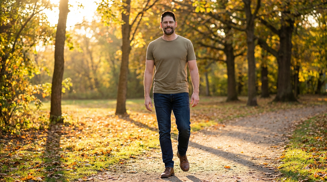 Healthy hormone balance autumn park walk