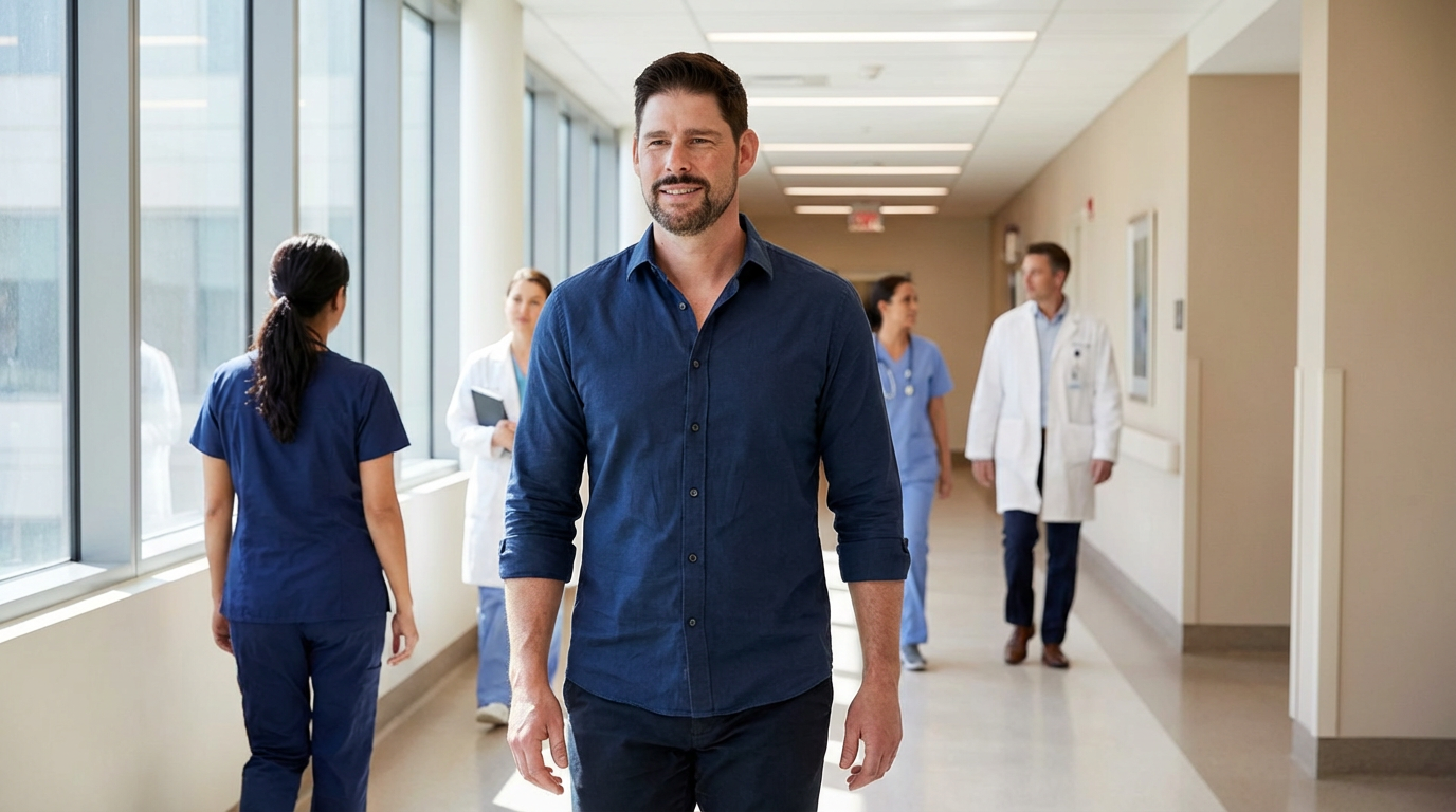 Patient wellness journey in modern hospital