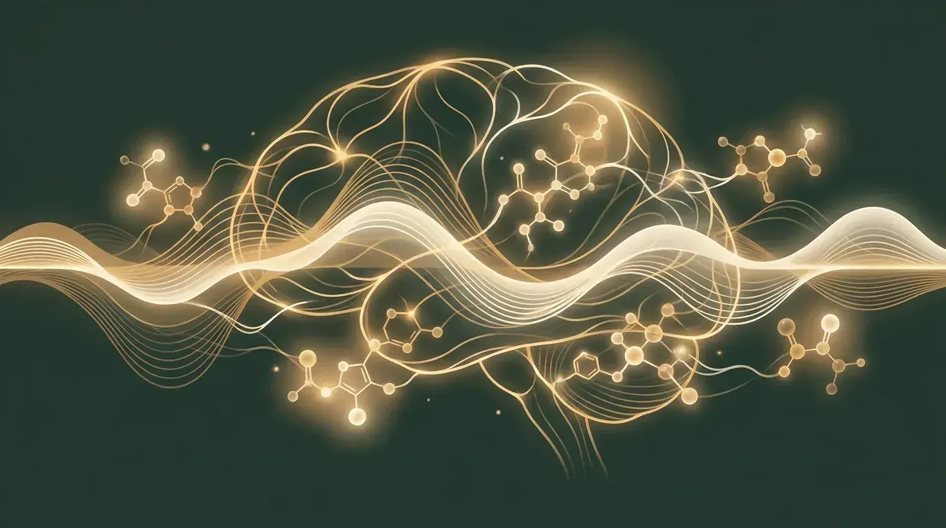 Scientific illustration of growth hormone peptides and sleep architecture