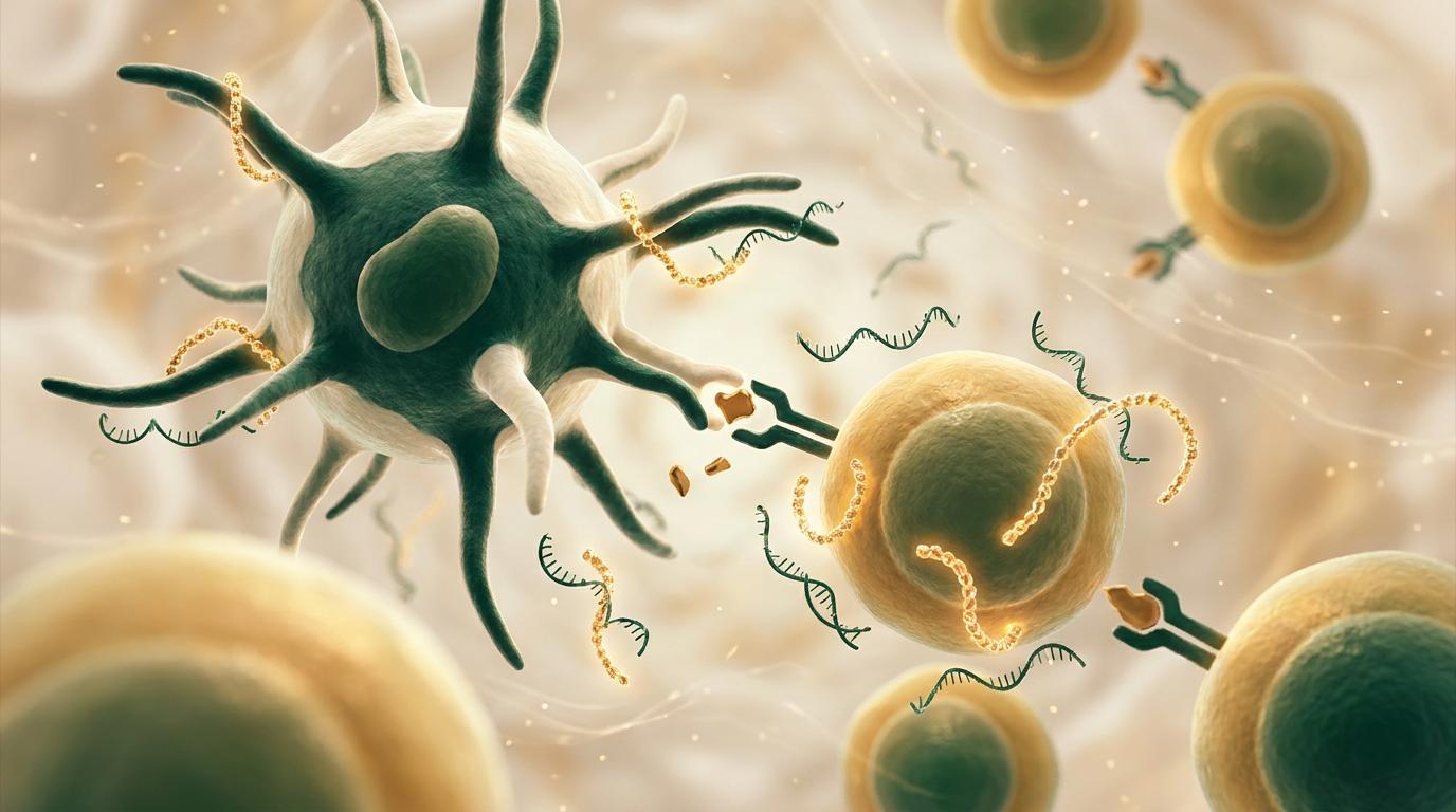 Dendritic cell presenting antigens to CD8+ T-cells with thymosin alpha-1 peptide molecules