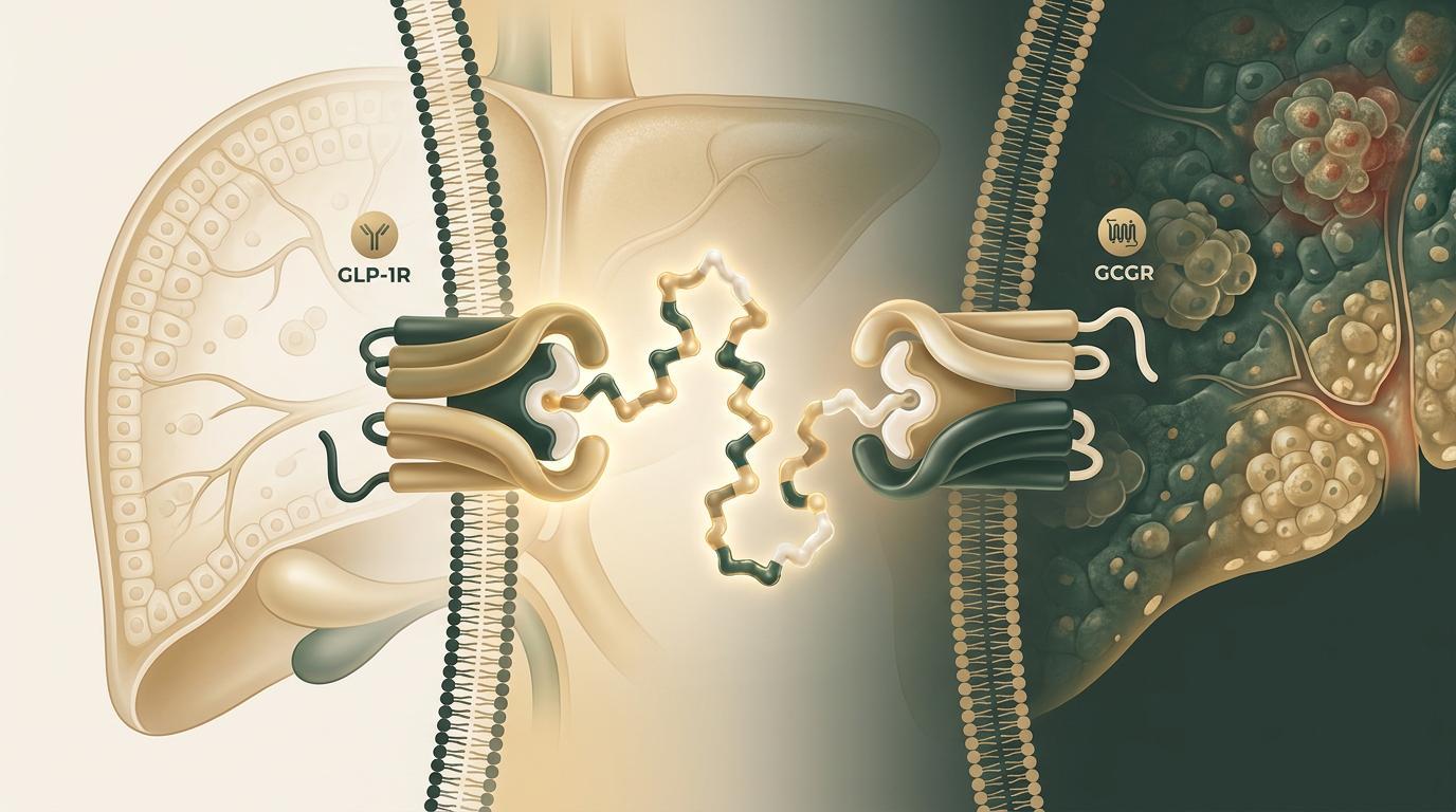 Molecular visualization of dual glucagon and GLP-1 receptor agonism